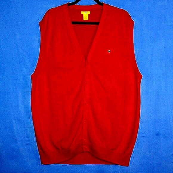 Vintage Duck Head Cotton V-Neck Cardigan Vest - Men's XXL - Red - Picture 2 of 4